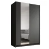 Meubella - Kledingkast Salta - Zwart - 120 cm - Met spiegel