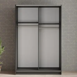 Meubella - Kledingkast Salta - Zwart - 120 cm - Met spiegel