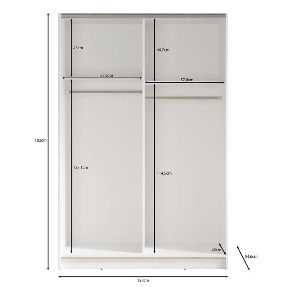 Meubella - Kledingkast Salta - Zwart - 120 cm - Met spiegel