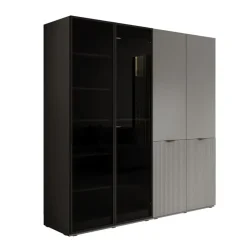 Meubella - Kledingkast Shelton - Grijs - 202 cm - Met glas