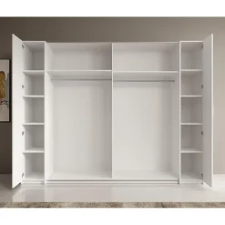 Meubella - Kledingkast Stoke - Wit - 270 cm - Met spiegel