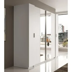 Meubella - Kledingkast Stoke - Wit - 270 cm - Met spiegel