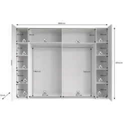 Meubella - Kledingkast Stoke - Wit - 270 cm - Met spiegel