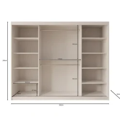 Meubella - Kledingkast Ulysses - Wit - 250 cm - Met spiegel