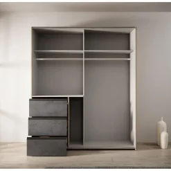 Meubella - Kledingkast Walter - Eiken - Grijs - 170 cm