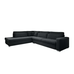 Meubella - Kristina - Hoekbank 5-zits - Zwart velvet - Links