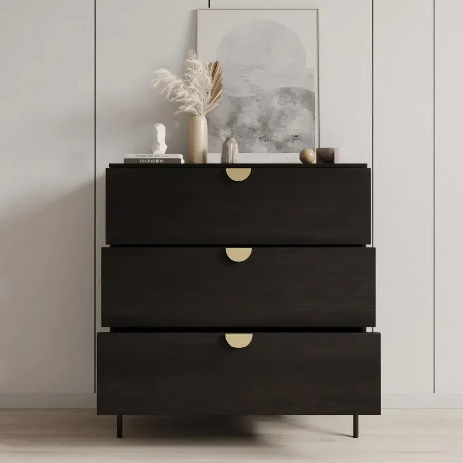 Meubella - Ladekast Monor - Zwart eiken - 100 cm