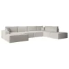 Meubella - Manolo - Hoekbank 5-zits met chaise longue - Stof beige - Links