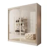 Meubella - Moniq - Kledingkast met schuifdeuren - Beige - 200x65x215 cm