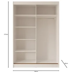 Meubella - Moniq - Kledingkast met schuifdeuren - Zwart - 150x65x215 cm