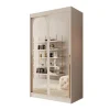 Meubella - Moniq - Kledingkast met 2 schuifdeuren - Beige - 120x65x215 cm