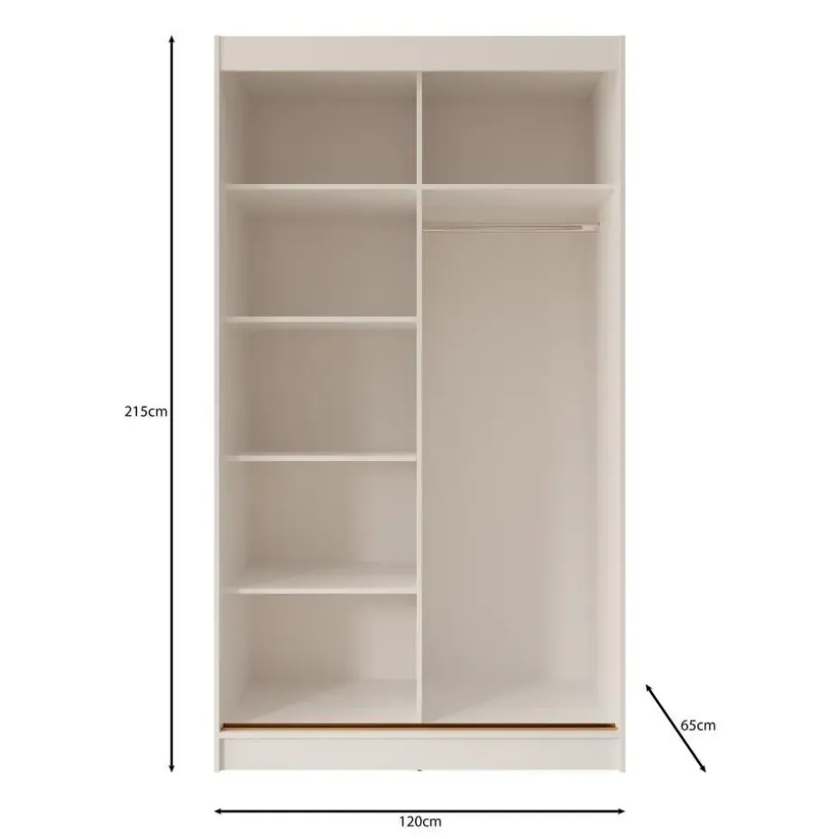 Meubella - Moniq - Kledingkast met 2 schuifdeuren - Beige - 120x65x215 cm