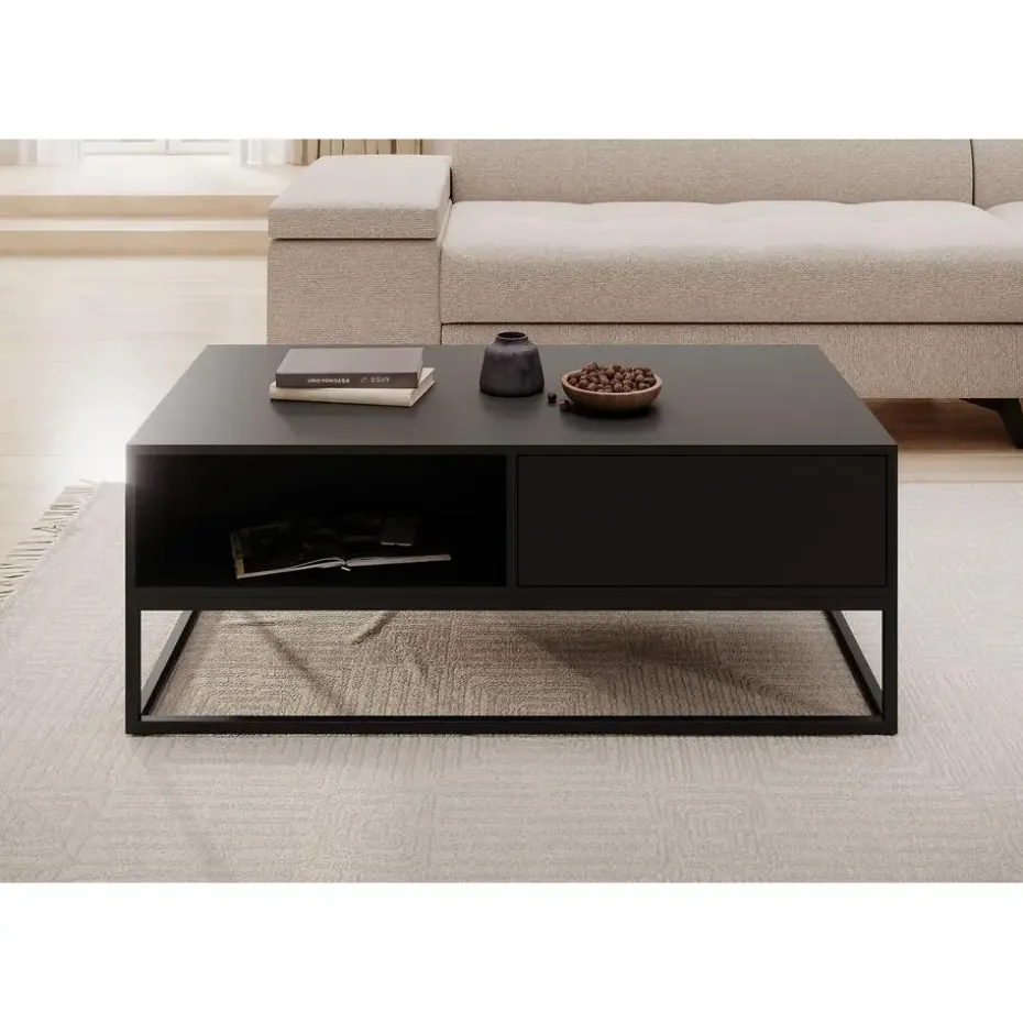 Meubella - Salontafel Delta - Zwart - 120 cm