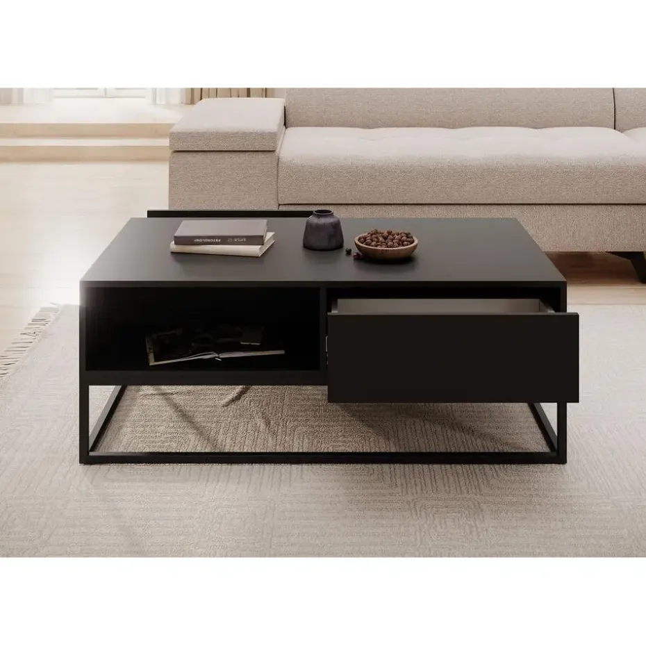 Meubella - Salontafel Delta - Zwart - 120 cm