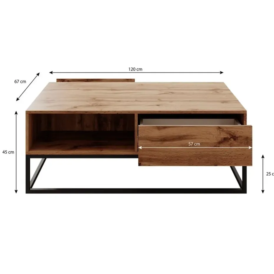 Meubella - Salontafel Delta - Zwart - 120 cm