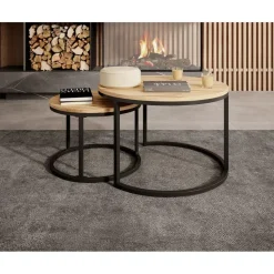 Meubella - Salontafel Ovalo - Eiken - set van 2