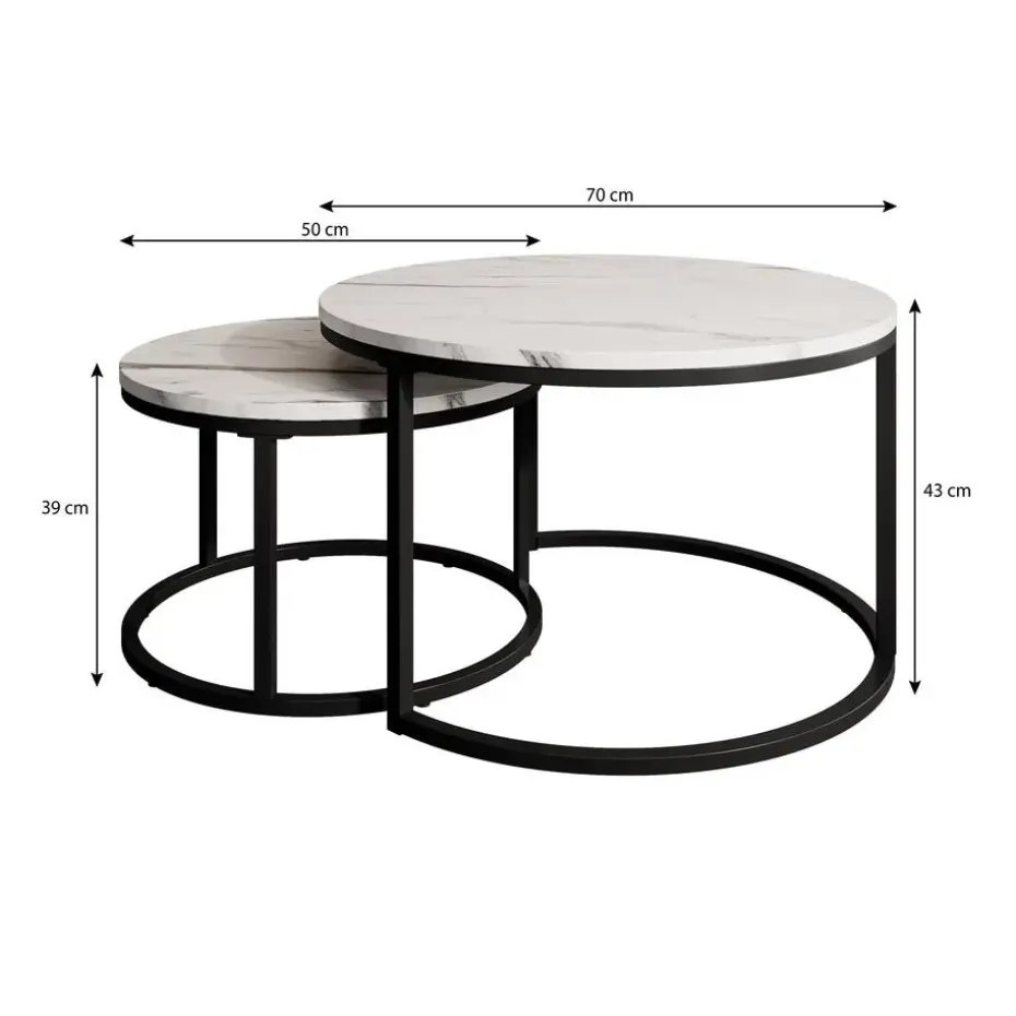 Meubella - Salontafel Rica - Grijs marmerlook - Set van 2