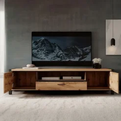 Meubella - TV-Meubel Acapulco - Eiken - Zwart - 210 cm