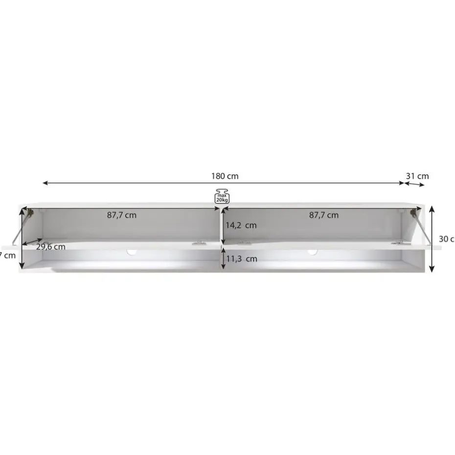 Meubella - TV-Meubel Asino LED - Zwart - Eiken - 180 cm