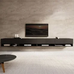 Meubella - TV-Meubel Asino - Zwart Visgraat - 280 cm