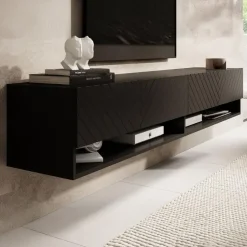 Meubella - TV-Meubel Asino - Zwart Visgraat - 180 cm