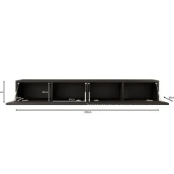 Meubella - TV-Meubel Caius - Zwart - 200 cm