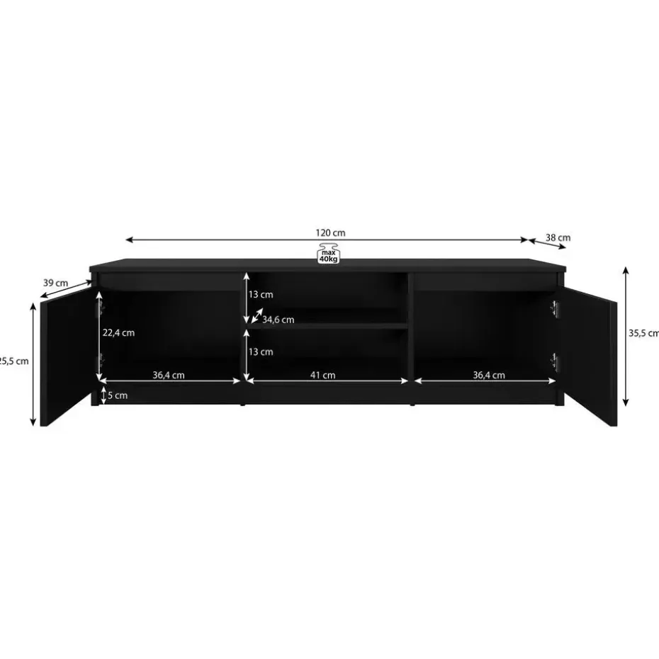 Meubella - TV-Meubel Diaz - Eiken - 120 cm