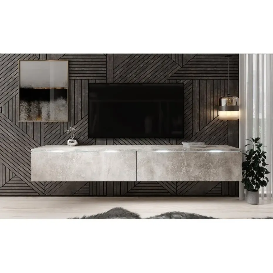 Meubella - TV-Meubel Dixon - Betonlook - 180 cm