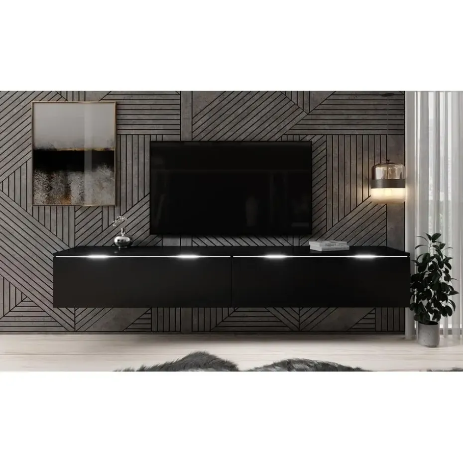 Meubella - TV-Meubel Dixon - Mat Zwart - 180 cm