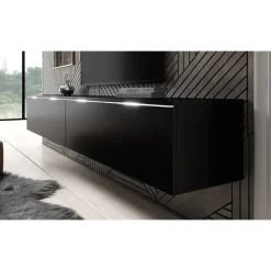 Meubella - TV-Meubel Dixon - Mat Zwart - 180 cm