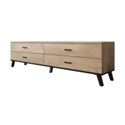 Meubella - TV-Meubel Jenny - Eiken - Zwart - 181 cm