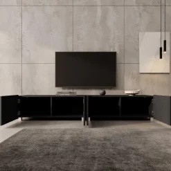 Meubella - TV-Meubel Kenderes - Zwart - 200 cm