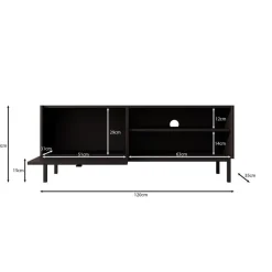 Meubella - TV-Meubel Norment - Zwart - 120 cm