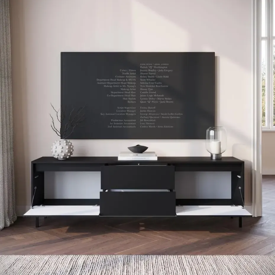 Meubella - TV-Meubel Orvana 2 - Zwart - 174 cm
