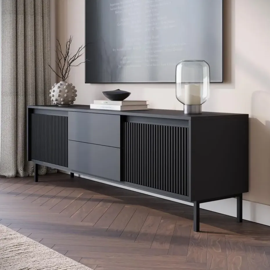 Meubella - TV-Meubel Orvana 2 - Zwart - 174 cm
