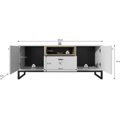 Meubella - TV-Meubel Ozzy - Eiken - Zwart - 135 cm