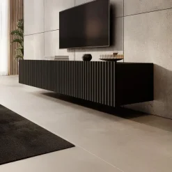 Meubella - TV-Meubel Pepinos - Mat zwart - 200 cm