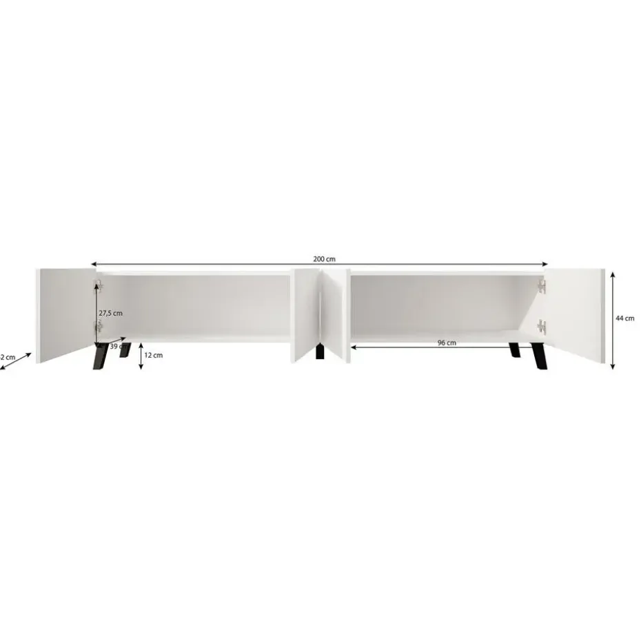 Meubella - TV-Meubel Pepinos 2 - Wit - 200 cm