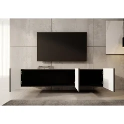 Meubella - TV-Meubel Pepinos - Mat zwart - 150 cm