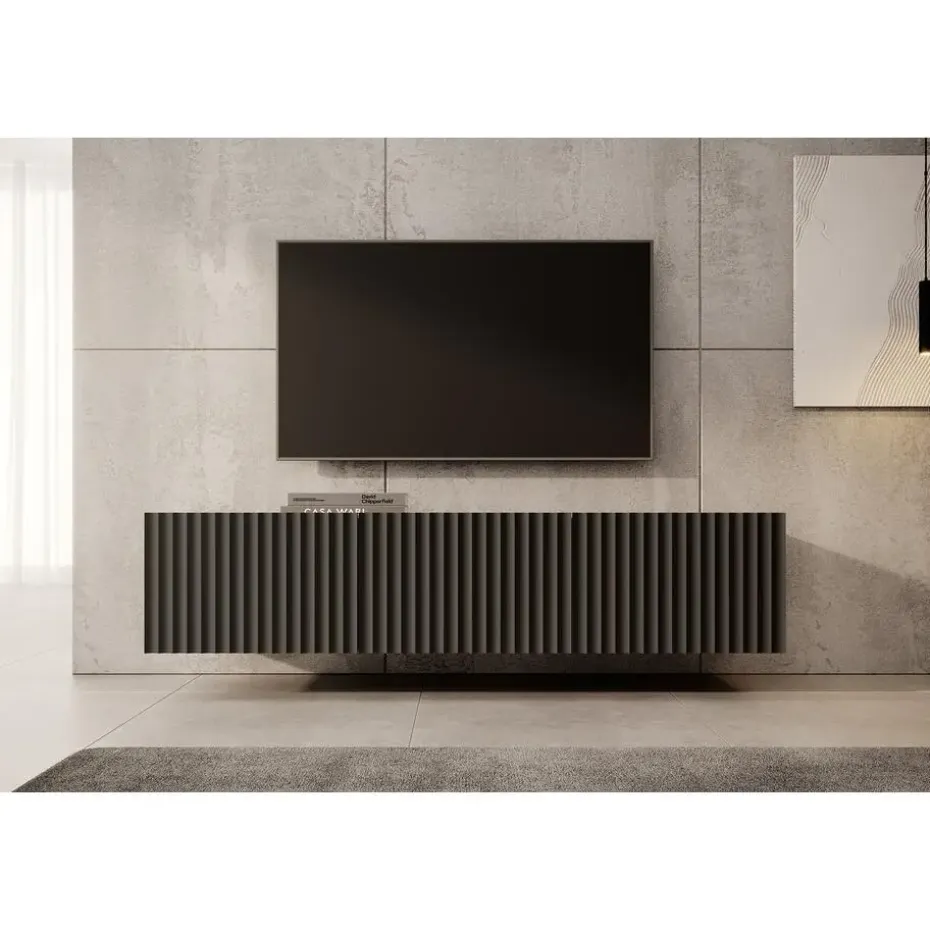 Meubella - TV-Meubel Pepinos - Mat zwart - 150 cm