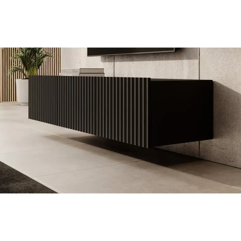 Meubella - TV-Meubel Pepinos - Mat zwart - 150 cm