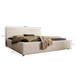 Meubella - Tweepersoonsbed Infinity - Beige - Fluffy ribstof - 180x200 cm