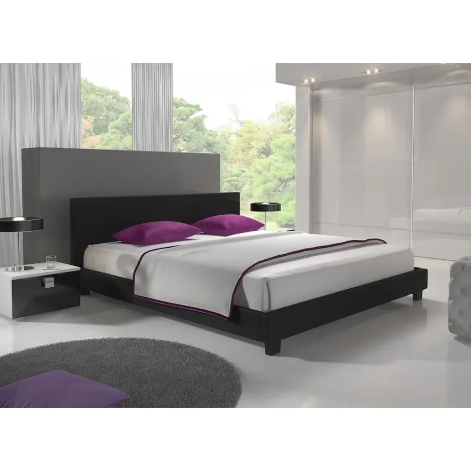 Meubella - Tweepersoonsbed George - Zwart - 140x200 cm
