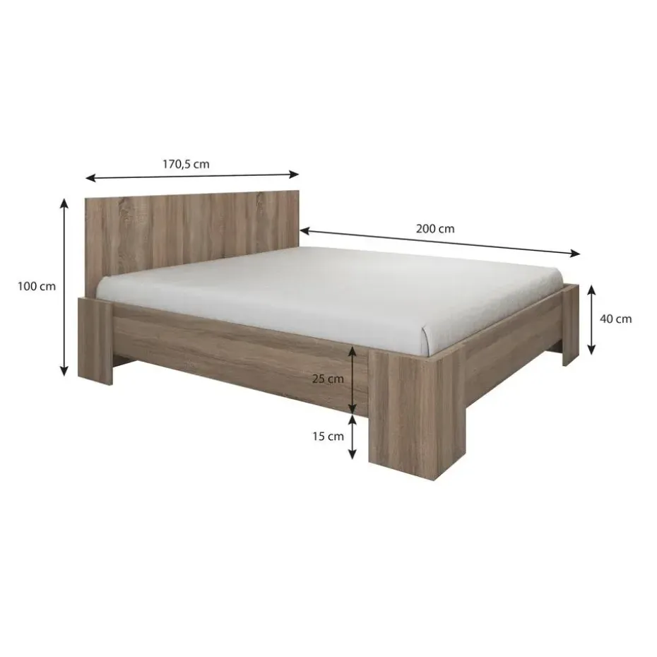 Meubella - Tweepersoonsbed Monaco - Eiken - 160x200 cm