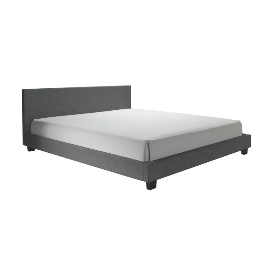 Meubella - Tweepersoonsbed George - Grijs - Stof - 140x200 cm