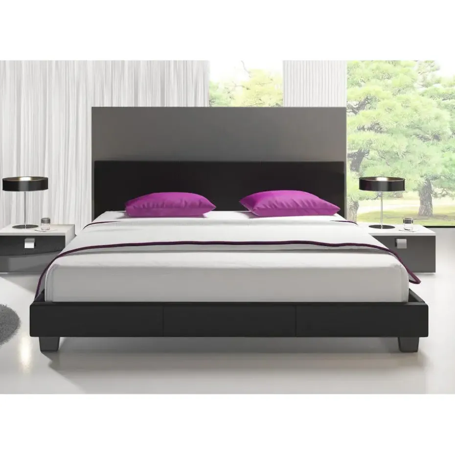 Meubella - Tweepersoonsbed George - Zwart - 180x200 cm