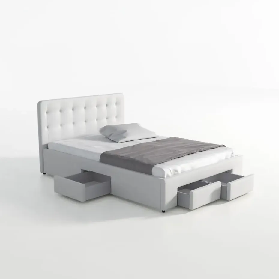 Meubella - Tweepersoonsbed Milo - Wit - 140x200 cm