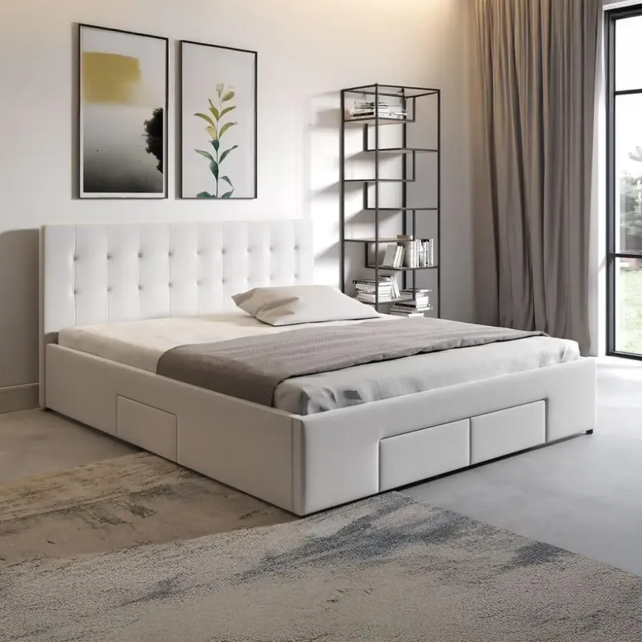 Meubella - Tweepersoonsbed Milo - Wit - 140x200 cm