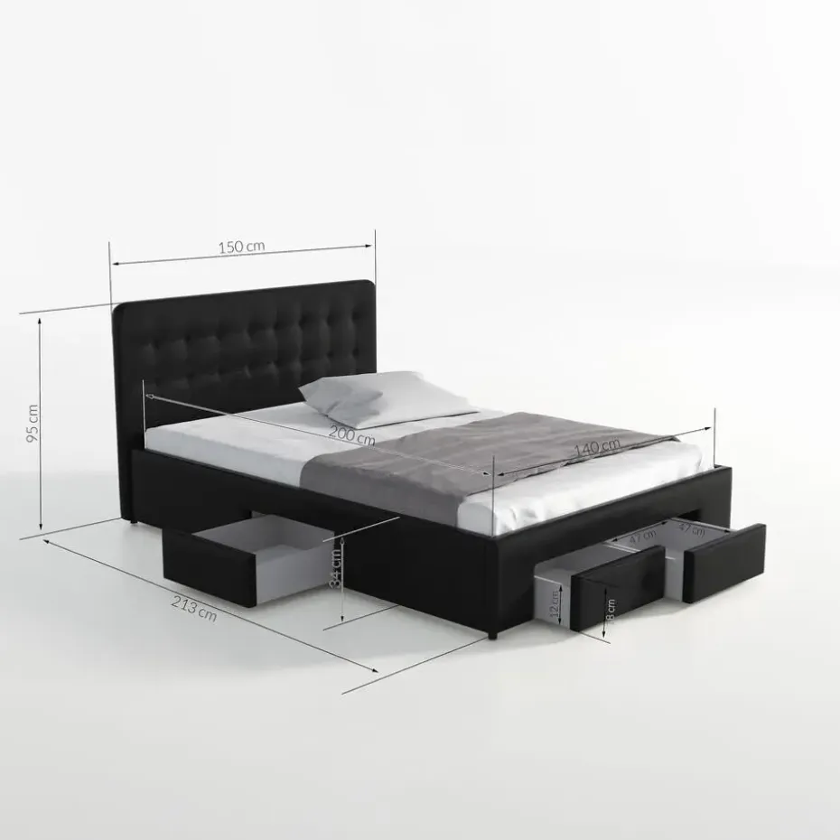 Meubella - Tweepersoonsbed Milo - Wit - 140x200 cm