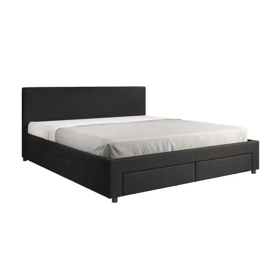 Meubella - Tweepersoonsbed Suente - Zwart - 180x200 cm